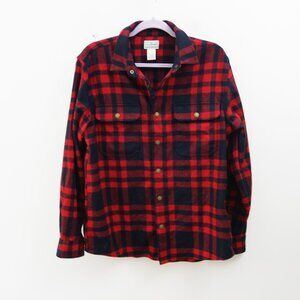 L. L. Bean Men's Wool blend Buffalo Plaid Button Down Shirt Jacket Shacket (MR)